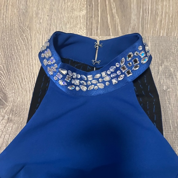 Quiz Blue Rhinestone Maxi Dress Gown - Picture 5 of 8